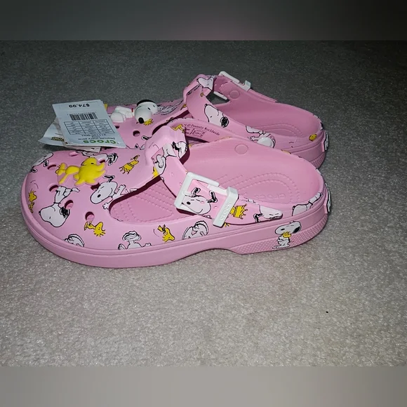 CROCS Pink Mules with Snoopy and Woodstock - Picture 2 of 4
